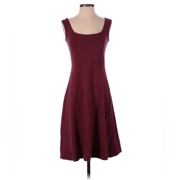 Amour Vert Casual Fit and Flare A-Line Maroon Organic Cotton Modal Dress - Picture 1 of 7